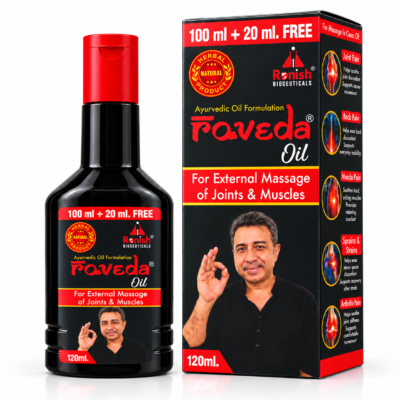 Raveda Ayurvedic Oil Bottle and Box